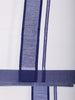 Navy Blue Solid Cotton Shirt with White Dhoti Featuring Blue Woven Border