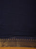Navy Blue Solid Design Cotton Saree With Contrast Zari Border