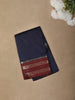 Navy Blue Solid Design Semi Silk Fancy Wear Saree with Contrast Border