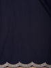 Navy Blue Solid Designed Satin Saree With Scalloped Border