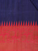 Navy Blue Solid Designed Tussar Silk Saree With Contrast Border