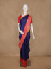 Navy Blue Solid Designed Tussar Silk Saree With Contrast Border