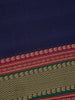 Navy Blue Solid Woven Design Pure Cotton Saree with Contrast Border