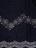 Navy Blue Stone Embellished Satin Saree With Scalloped Border