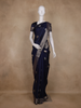 Navy Blue Striped Butta Design Semi Banarasi Saree