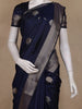 Navy Blue Striped Butta Design Semi Banarasi Saree