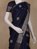 Navy Blue Striped Butta Design Semi Banarasi Saree