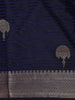 Navy Blue Striped Butta Design Semi Banarasi Saree