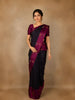 Navy Blue Striped Woven Pure Kanchipuram Silk Saree With Contrast Pallu