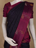 Navy Blue Striped Woven Pure Kanchipuram Silk Saree With Contrast Pallu