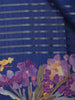 Navy Blue Stripes And Floral Printed Tussar Silk Saree
