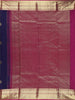 Navy Blue Stripes Butta Woven Kanchipuram Silk Saree With Contrast Pink Zari Border