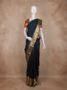 Navy Blue Stripes Butta Woven Kanchipuram Silk Saree with Zari Border