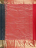Navy Blue Stripes Butta Woven Kanchipuram Silk Saree with Zari Border