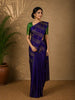 Navy Blue Stripes Woven Design Kanchipuram Silk Saree