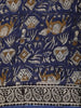 Navy Blue Traditional Block Printed Design Chanderi Cotton Casual Wear Saree