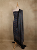 Navy Blue Traditional Leaf Printed Design Cotton Unstitched Salwar Material with Dupatta