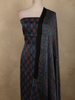 Navy Blue Traditional Leaf Printed Design Cotton Unstitched Salwar Material with Dupatta