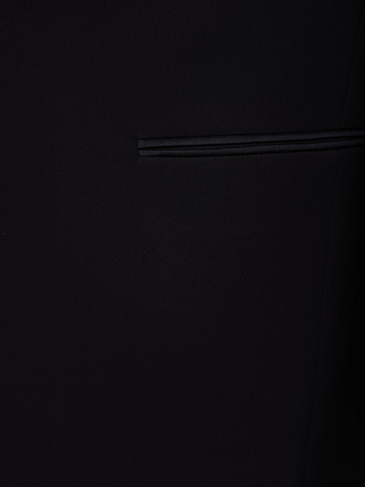 Navy Blue Viscose Men's Suit with Embellished Shawl Collar - Diadem
