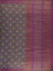 Navy Blue Floral Printed Tussar Silk Saree - Diadem