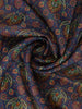 Navy Blue Floral Printed Tussar Silk Saree - Diadem