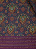 Navy Blue Floral Printed Tussar Silk Saree - Diadem