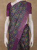 Navy Blue Floral Printed Tussar Silk Saree - Diadem