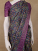 Navy Blue Floral Printed Tussar Silk Saree - Diadem