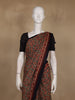 Navy Blue and Red Ajrakh Print Mul Mul Cotton Saree