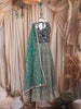 Navy Blue and Sea Green Floral Embroidered Design Georgette Kids Lehenga with Net Dupatta