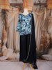 Navy Blue and Teal Abstract Printed Design Peplum Top Palazzo Suit with Dupatta