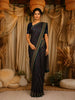 Navy Blue with Multicolor Floral Printed Design Chanderi Cotton Saree