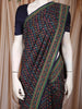 Navy Blue with Multicolor Floral Printed Design Chanderi Cotton Saree