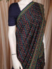 Navy Blue with Multicolor Floral Printed Design Chanderi Cotton Saree