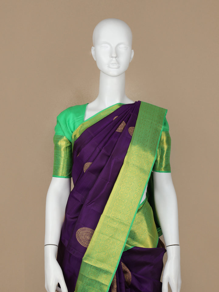 Navy Blue Chakram Woven Pure Kanchipuram Silk Saree - Diadem