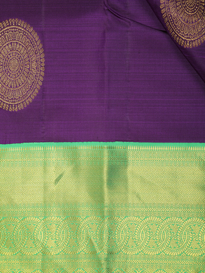 Navy Blue Chakram Woven Pure Kanchipuram Silk Saree - Diadem
