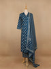 Navy Blue Dotted Designed Cotton Straight Cut Salwar Suit