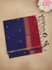 Navy Blue Floral Butta Fancy Cotton Saree - Diadem