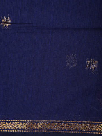 Navy Blue Floral Butta Fancy Cotton Saree - Diadem