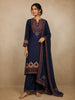 Navy Blue Floral Design Cotton Salwar Suit