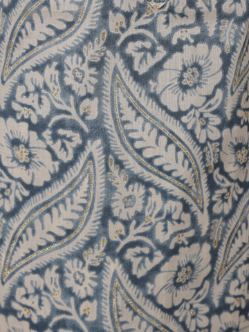 Navy Blue Floral Design Printed Cotton Salwar Suit - Diadem