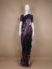 Navy Blue Floral And Bird Print Kota Cotton Saree with Woven Border - Diadem
