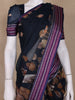 Navy Blue Floral And Bird Print Kota Cotton Saree with Woven Border - Diadem