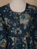 Navy Blue Floral Design Printed Rayon Kuti - Diadem