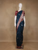 Navy Blue Floral Design Silk Saree - Diadem