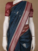 Navy Blue Floral Design Silk Saree - Diadem