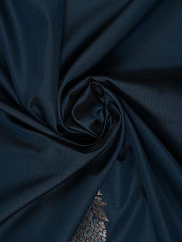 Navy Blue Floral Design Silk Saree - Diadem