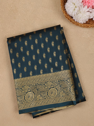 Navy Blue Floral Design Silk Saree - Diadem