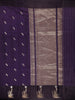 Navy Blue Floral Designed Banarasi Silk Saree - Diadem
