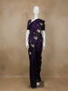 Navy Blue Floral Designed Banarasi Silk Saree - Diadem